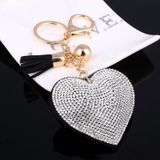 2 PC'S hart sleutelhanger leder kwast gouden sleutel houder metalen Crystal sleutelhanger keyring charme tas auto hanger cadeau (watermeloen rood)