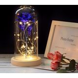 Simulatie rozen lichten glazen cover decoraties ambachten valentines dag geschenken (blauw)