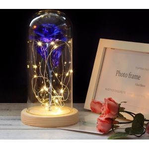 Simulatie rozen lichten glazen cover decoraties ambachten valentines dag geschenken (blauw)