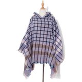 Lente herfst winter geruit patroon hooded mantel sjaal sjaal  lengte (CM): 135cm (DP2-06 Blauw)