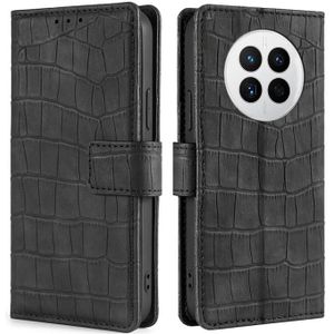 Voor Huawei Mate 50 Skin Feel Krokodil Magnetische Sluiting Lederen Telefoon Case (Zwart)