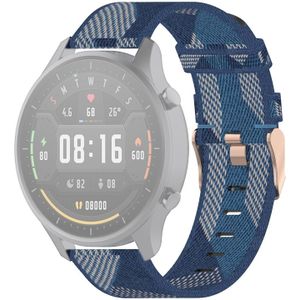 22mm Stripe Weave Nylon Polsband horlogeband voor Xiaomi Mi Watch Color  Garmin Vivoactive 4 (Blauw)