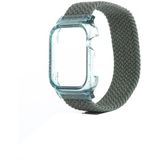 Weven vervangende polsband horlogebanden met frame voor Apple Watch Series 6 & SE & 5 & 4 40mm / 3 & 2 & 1 38mm  Lengte: 135mm (Helder Roze)