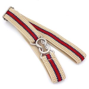 Candy-gekleurde 8-karakter clasp elastische gevlochten riem voor kinderen (beige rode streep)