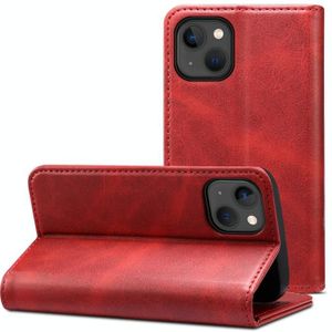 Voor iPhone 14 Calf Texture Horizontal Flip Leather Phone Case (Rood)