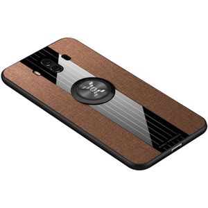 Voor Huawei mate 10 XINLI stiksels doek Textue schokbestendig TPU beschermhoes met ring houder (bruin)