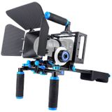 YELANGU D222 Dual verwerkt Camera schouder Mount + Camera kooi stabilisator Kit met Matte Box + Follow Focus voor DSLR Camera / videocamera