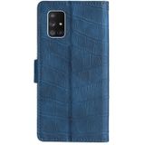 Voor Samsung Galaxy A71 5G skin feel krokodil textuur magnetische sluiting horizontale flip PU lederen hoesje met houder en kaart slots &portemonnee (blauw)