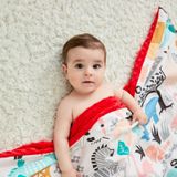 Katoenen cartoon baby Trooting quilt wasbaar trolley cover deken (dier wereld)