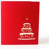 2 STUKS 3D driedimensionale cake verjaardagskaart kinderen handgemaakte cadeau kleine kaart (rode cover)