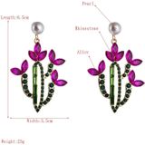 2 PCS Cactus Alloy Retro Oorbellen met gekleurde steentjes (Koffie)