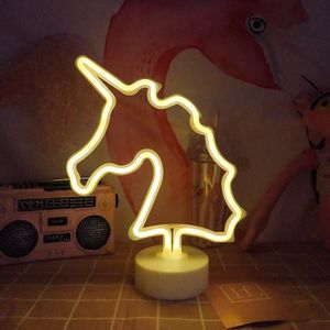 Led neon eenhoorn nachtlampje slaapkamer decoratie licht (warm licht)