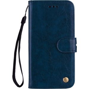 Voor Huawei Honor 6A Business Style olie Wax textuur horizontaal flip lederen draagtas met houder & kaartsleuven & Hand Strap(Blue)