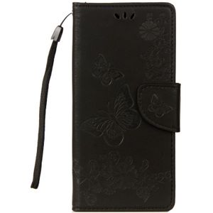Voor Galaxy S9 PLUS Vintage relif bloemen vlinder patroon horizontale Flip lederen draagtas met kaartslot & houder & portemonnee & Lanyard(Black)