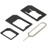 Dubbele Nano Sim Cutter voor iPhone 5 / 4S iPhone & 4 (met Nano SIM naar Micro SIM-kaart Adapter) + Nano SIM naar standaard SIM-kaart Adapter + Micro SIM naar standaard SIM-kaart Adapter + Sim kaart lade houder uitwerpen Pin sleutel gereedschap