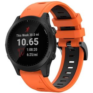 Voor Garmin Forerunner 945 22mm tweekleurige sport siliconen horlogeband (oranje + zwart)