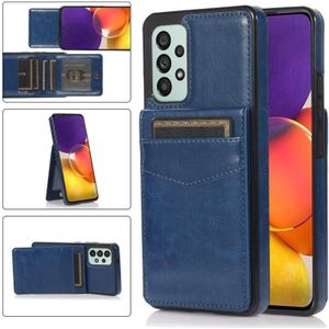 For Samsung Galaxy A73 5G Solid Color PC + TPU Protective Case with Holder & Card Slots(Blue)