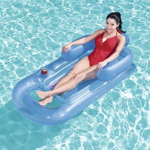 Single Water Inflatable Bed Back Luxury Chair Adult Inflatable Floating Row with Armrest & Cup Hole  Size:161 x 84cm(Blue) Single Water Inflatable Bed Back Luxury Chair Adult Inflatable Floating Row with Armrest & Cup Hole  Size:161 x 84cm(Blue) Sing