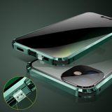 Schokbestendige anti-glurend magnetisch metalen frame Dubbelzijdige tempered glass case voor iPhone 12 Pro (Donkergroen)