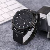CAGARNY 6882 Fashion waterdichte polychromatische metalen shell quartz horloge met lederen armband (zwart zwart)