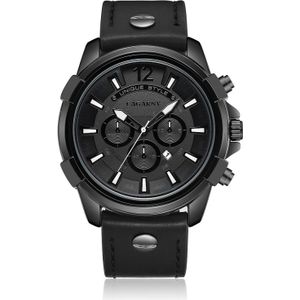 CAGARNY 6882 Fashion waterdichte polychromatische metalen shell quartz horloge met lederen armband (zwart zwart)