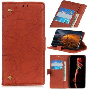 Voor Xiaomi Redmi Note 9 Copper Buckle Retro Crazy Horse Texture Horizontale Flip Lederen Case met Holder & Card Slots & Wallet(Brown)