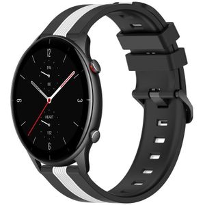 Voor Amazfit GTR 2e 22 mm verticale tweekleurige siliconen horlogeband (zwart + wit)