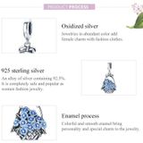 S925 Sterling Silver Flower Basket Blauwe Bloemen Hanger DIY Bracelet Ketting Accessoires