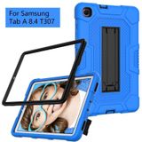 Voor Samsung Galaxy Tab A 8.4 (2020) / T307 Contrast Color Robot Shockproof Silicone + PC Protective Case met houder (blauw zwart)