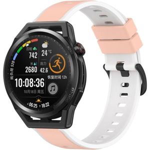 Voor Huawei Watch GT Runner 22 mm tweekleurige siliconen horlogeband (roze + wit)