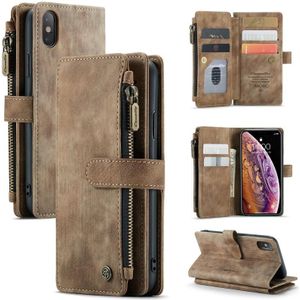 Caseme-C30 PU + TPU Multifunctionele Horizontale Flip Leren Case met Houder & Card Slot & Portemonnee & Rits Pocket voor iPhone XS / X (Brown)