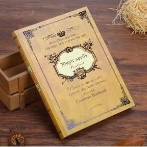 64K kleine pocket Vintage notebook hand cover magische spreuken zakken boek planner Journal reiziger Kladblok (A5 geel)