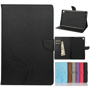 Voor Samsung Galaxy Tab S6 Lite / P610 Butterfly Bloem Embossing Patroon Horizontale Flip Lederen Case met Houder & Card Slots & Portemonnee (Zwart)