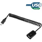 Mini 5-pin USB naar USB 2.0 vrouwtje opgerolde kabel / Veerkabel met OTG functie  Lengte: 22cm (kan tot 85cm verlengd worden)