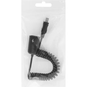 Mini 5-pin USB naar USB 2.0 vrouwtje opgerolde kabel / Veerkabel met OTG functie  Lengte: 22cm (kan tot 85cm verlengd worden)