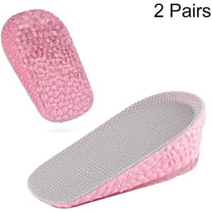 2 Pairs Self-Adhesive Inner Heightening Half Pad Sweat-Absorbent Breathable Shock-Absorbing Heel Casual Sports Insole  Size: 3.5cm(Pink Bottom Gray Above)