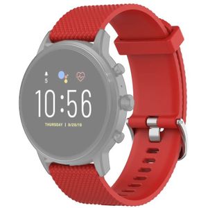 22mm Texture Siliconen polsband horlogeband voor Fossil Gen 5 Carlyle  Gen 5 Julianna  Gen 5 Garrett  Gen 5 Carlyle HR (Rood)