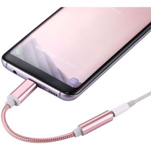 USB-C / Type-C Male naar 3.5mm Female golf structuur Audio Adapter voor Samsung Galaxy S8 & S8 PLUS / LG G6 / Huawei P10 & P10 Plus / Oneplus 5 / Xiaomi Mi6 & Max 2 / en andere Smartphones  Lengte: ongeveer 10cm (Rose Goud)