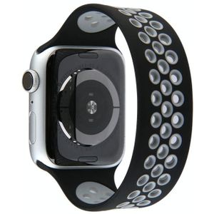 Elastic Siliconen Watchband Voor Apple Watch Series 6 & SE & 5 & 4 40mm / 3 & 2 & 1 38mm  Lengte:135mm(Black Grey)
