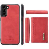 For Samsung Galaxy S21 FE DG.MING M2 Series 3-Fold Multi Card Bag + Magnetic Back Cover Shockproof Case with Wallet & Holder Function(Red)