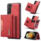 For Samsung Galaxy S21 FE DG.MING M2 Series 3-Fold Multi Card Bag + Magnetic Back Cover Shockproof Case with Wallet & Holder Function(Red)