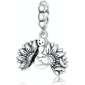 S925 Sterling Silver Smiling Face Zonnebloem Hanger DIY Bracelet Ketting Accessoires