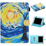 Voor 10 inch Universal Tablet PC Colored Drawing Pattern Horizontale Flip Lederen Case met Holder & Card Slots (Starry Sky Tree)