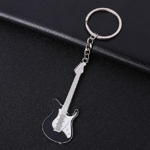 2 PCS Creative Guitar Keychain Metal Musical Instrument Hanger (Zwart)