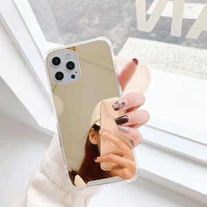 Tpu + acryl vier drop luxe plating spiegel telefoon case cover voor iPhone 13 mini