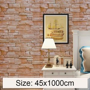 Leisteen creatieve 3D steen baksteen decoratie behang Stickers slaapkamer woonkamer muur waterdicht Wallpaper Roll  grootte: 45 * 1000cm