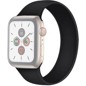 Voor Apple Watch Series 6 & SE & 5 & 4 44mm / 3 & 2 & 1 42mm Solid Color Elastic Siliconen Vervangende Polsbandje  Maat:M 143mm(Zwart)