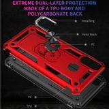 Voor Huawei Y8s Schokbestendige TPU + PC Beschermhoes met 360 graden roterende houder(rood)