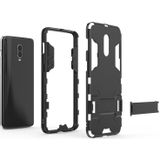 Schokbestendige PC + TPU Case voor OnePlus 6T  met houder (marineblauw)