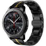 Voor Samsung Gear S3 Frontier Armor roestvrijstalen metalen horlogeband (zwart + goud)